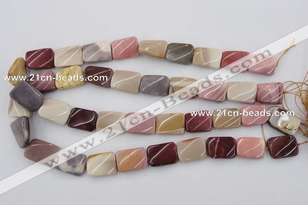 CTW375 15.5 inches 15*20mm twisted rectangle mookaite gemstone beads