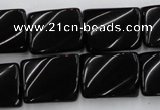 CTW377 15.5 inches 15*20mm twisted rectangle black agate beads