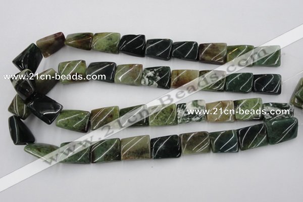 CTW378 15.5 inches 15*20mm twisted rectangle moss agate beads