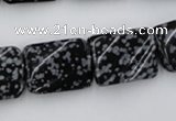 CTW379 15.5 inches 15*20mm twisted rectangle snowflake obsidian beads