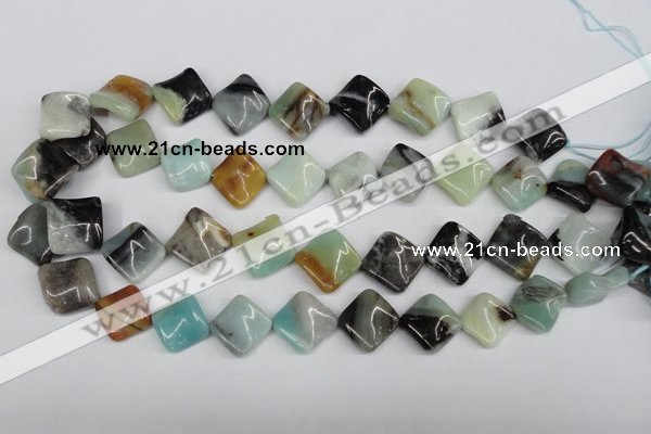 CTW38 15.5 inches 15*15mm twisted diamond amazonite beads