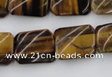 CTW380 15.5 inches 15*20mm twisted rectangle yellow tiger eye beads