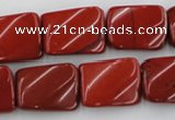 CTW382 15.5 inches 15*20mm twisted rectangle red jasper beads