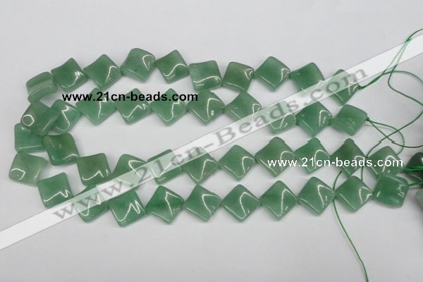 CTW39 15.5 inches 15*15mm twisted diamond green aventurine beads