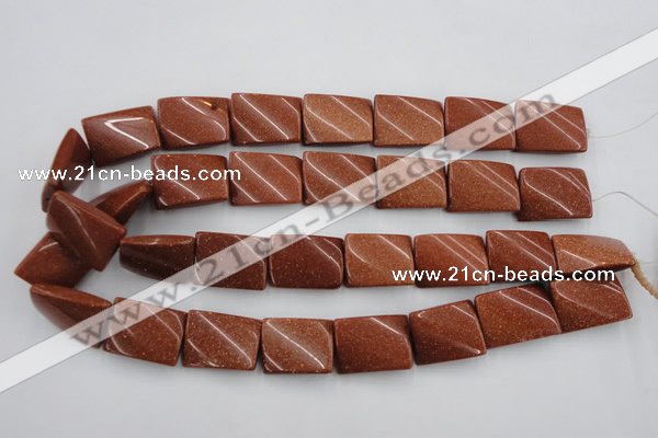 CTW390 15.5 inches 18*25mm twisted rectangle goldstone beads