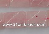 CTW391 15.5 inches 18*25mm twisted rectangle rose quartz beads