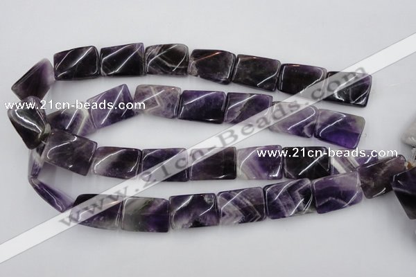 CTW392 15.5 inches 18*25mm twisted rectangle dogtooth amethyst beads