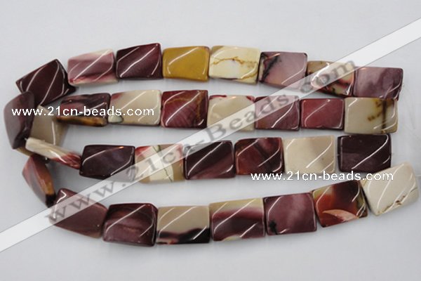 CTW393 15.5 inches 18*25mm twisted rectangle mookaite gemstone beads