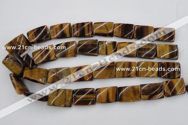 CTW394 15.5 inches 18*25mm twisted rectangle yellow tiger eye beads