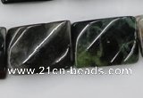 CTW395 15.5 inches 18*25mm twisted rectangle moss agate beads