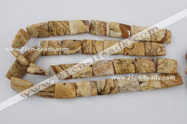 CTW396 15.5 inches 18*25mm twisted rectangle picture jasper beads