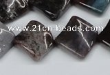 CTW41 15.5 inches 15*15mm twisted diamond moss agate beads