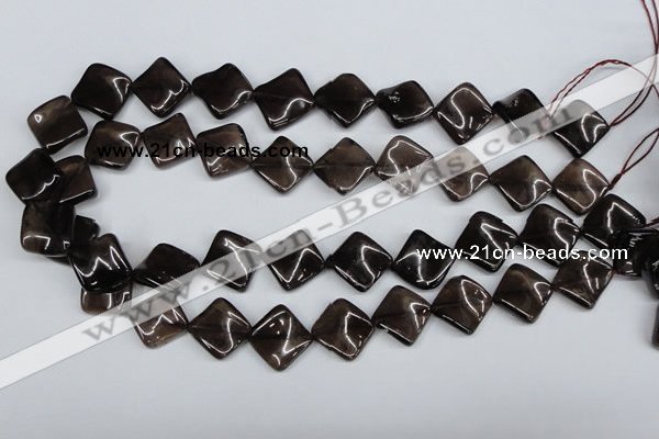 CTW42 15.5 inches 15*15mm twisted diamond smoky quartz beads