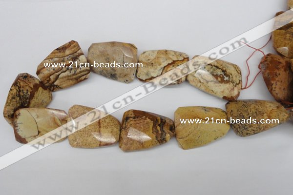 CTW425 15.5 inches 32*42mm faceted & twisted picture jasper beads