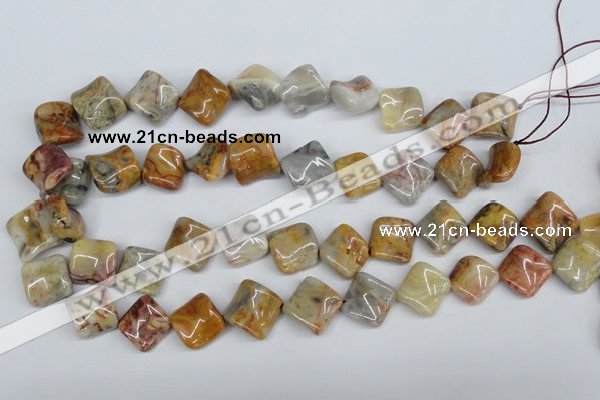 CTW44 15.5 inches 15*15mm twisted diamond crazy lace agate beads