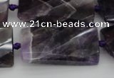 CTW453 20*38mm faceted & twisted rectangle dogtooth amethyst beads