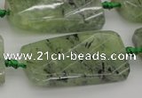 CTW454 20*38mm faceted & twisted rectangle green rutilated quartz beads