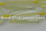 CTW455 20*38mm faceted & twisted rectangle lemon quartz beads