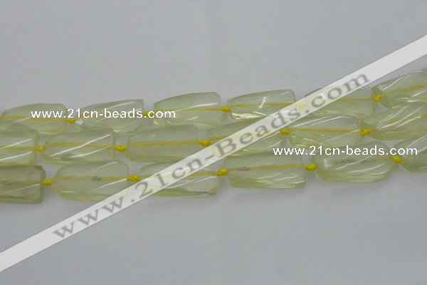 CTW455 20*38mm faceted & twisted rectangle lemon quartz beads