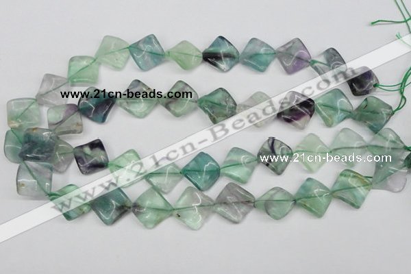 CTW47 15.5 inches 15*15mm twisted diamond fluorite beads