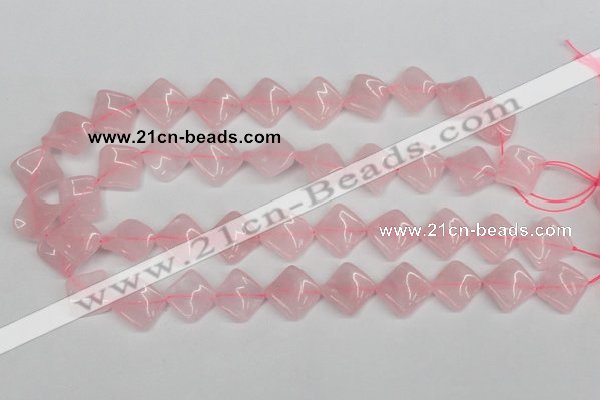 CTW48 15.5 inches 15*15mm twisted diamond rose quartz beads