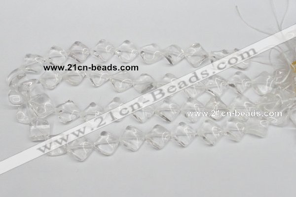 CTW49 15.5 inches 15*15mm twisted diamond white crystal beads