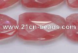 CTW501 15.5 inches 20*30mm faceted & twisted synthetic quartz beads