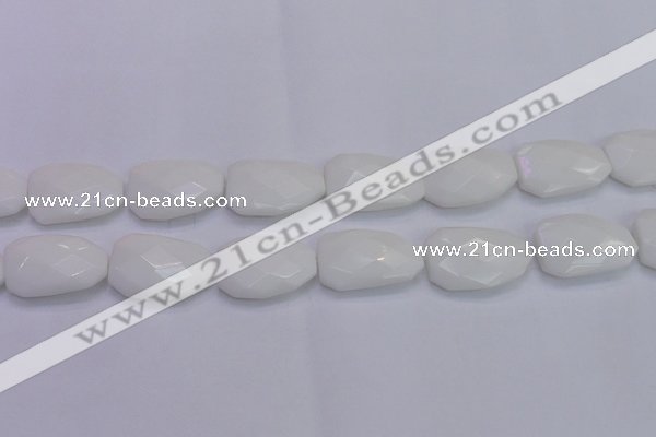 CTW507 15.5 inches 20*30mm faceted & twisted white porcelain beads