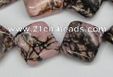 CTW51 15.5 inches 15*15mm twisted diamond rhodonite beads