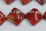 CTW52 15.5 inches 15*15mm twisted diamond red jasper beads