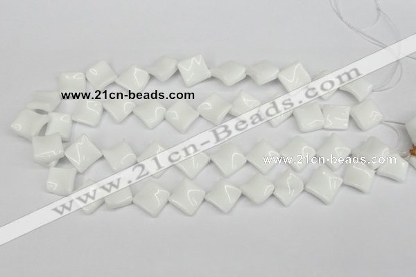 CTW57 15.5 inches 15*15mm twisted diamond white agate beads