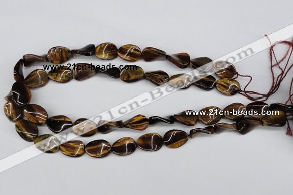 CTW63 15.5 inches 13*18mm twisted oval yellow tiger eye beads
