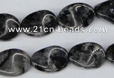 CTW64 15.5 inches 13*18mm twisted oval black labradorite beads