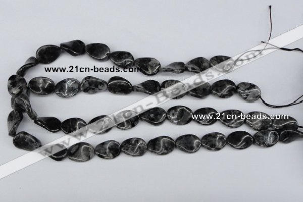 CTW64 15.5 inches 13*18mm twisted oval black labradorite beads