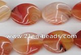 CTW73 15.5 inches 15*20mm twisted oval agate gemstone beads