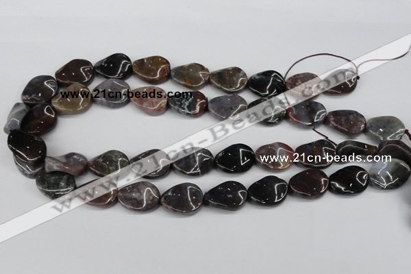 CTW74 15.5 inches 15*20mm twisted oval moss agate gemstone beads