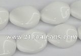 CTW76 15.5 inches 15*20mm twisted oval white agate gemstone beads