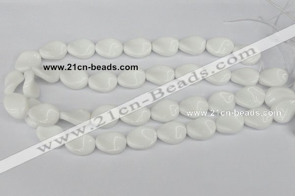 CTW76 15.5 inches 15*20mm twisted oval white agate gemstone beads