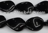 CTW77 15.5 inches 15*20mm twisted oval black agate gemstone beads