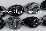 CTW78 15.5 inches 15*20mm twisted oval snowflake obsidian beads