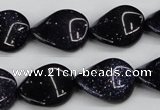 CTW79 15.5 inches 15*20mm twisted oval blue goldstone beads