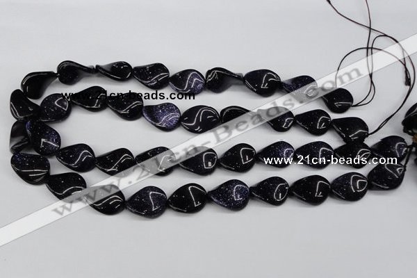 CTW79 15.5 inches 15*20mm twisted oval blue goldstone beads