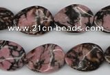 CTW84 15.5 inches 15*20mm twisted oval rhodonite gemstone beads