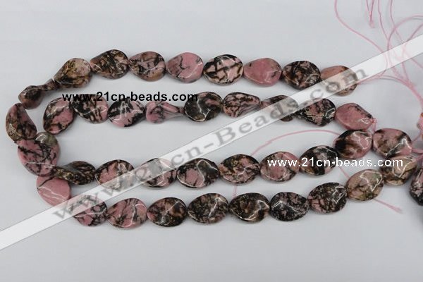 CTW84 15.5 inches 15*20mm twisted oval rhodonite gemstone beads