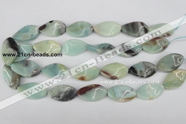 CTW91 15.5 inches 18*30mm twisted oval amazonite gemstone beads