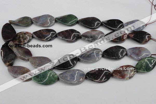 CTW92 15.5 inches 18*30mm twisted oval Indian agate gemstone beads