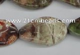 CTW93 15.5 inches 18*30mm twisted oval rainforest agate gemstone beads