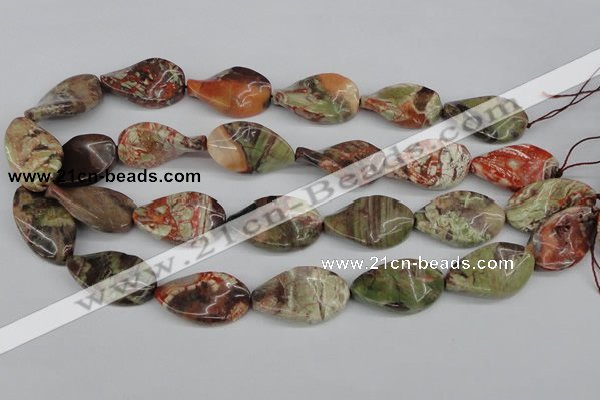 CTW93 15.5 inches 18*30mm twisted oval rainforest agate gemstone beads