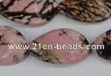 CTW95 15.5 inches 18*30mm twisted oval rhodonite gemstone beads