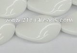 CTW99 15.5 inches 18*30mm twisted oval white agate gemstone beads